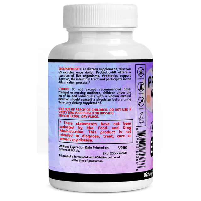 Probiotics 60 Billion CFU + Prebiotics - Digestive, Immune & Gut Health Supplement for Men & Women - 60 Capsules