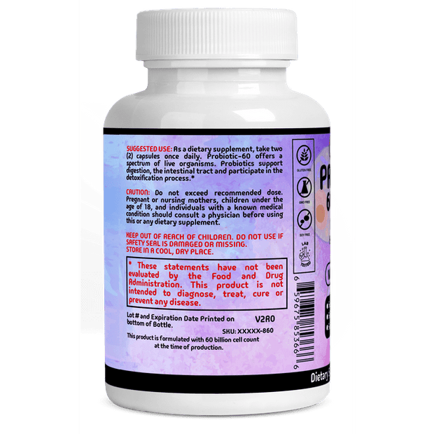 Probiotics 60 Billion CFU + Prebiotics - Digestive, Immune & Gut Health Supplement for Men & Women - 60 Capsules