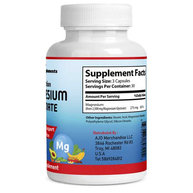 Magnesium Supplement - Supports Muscle Relaxation, Nerves, & Energy - Stress Relief, High Absorption Magnesium Glycinate, 90ct