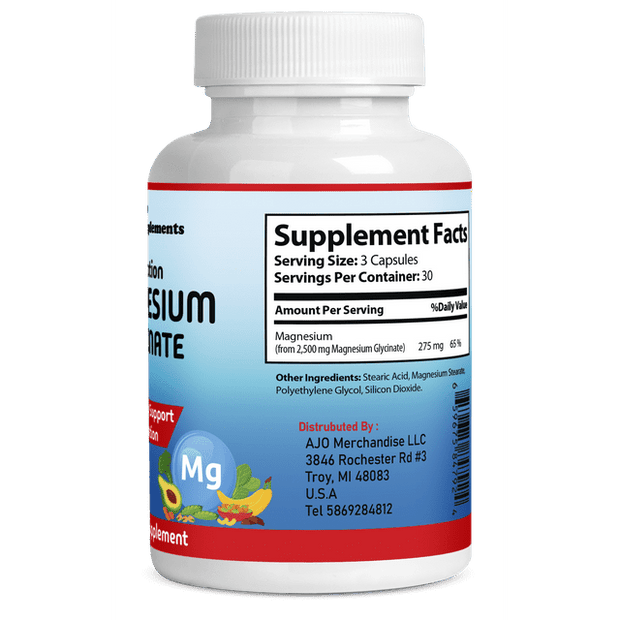 Magnesium Supplement - Supports Muscle Relaxation, Nerves, & Energy - Stress Relief, High Absorption Magnesium Glycinate, 90ct