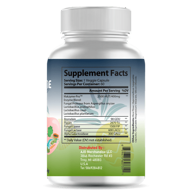 Makzyme Pro Digestive Enzymes Supplement - 60ct, Supports Digestive Health & Nutrient Absorption, Premium Enzyme Blend.