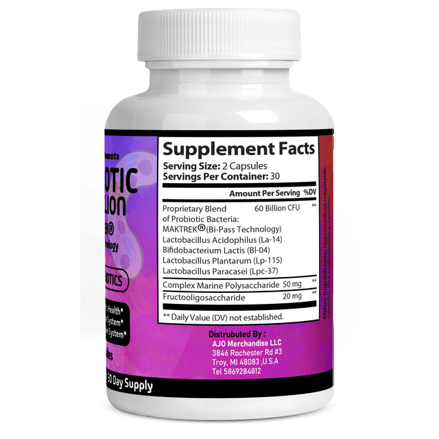 Probiotics 60 Billion CFU + Prebiotics - Digestive, Immune & Gut Health Supplement for Men & Women - 60 Capsules