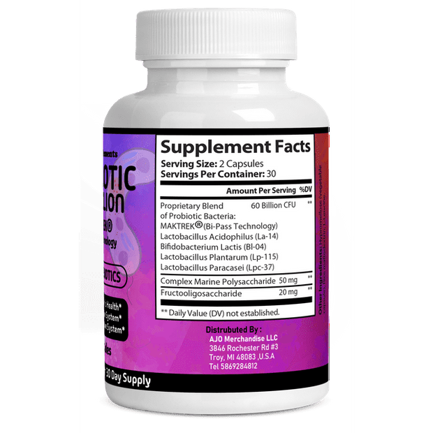 Probiotics 60 Billion CFU + Prebiotics - Digestive, Immune & Gut Health Supplement for Men & Women - 60 Capsules