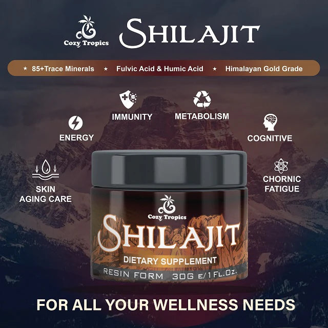 Pure Himalayan Shilajit Resin | High Potency Organic Supplement Gold Grade with 85+Trace Minerals, Fulvic & Humic Acid | Energy & Immune Support for Men & Women | 30-Gram (2-Month Supply)