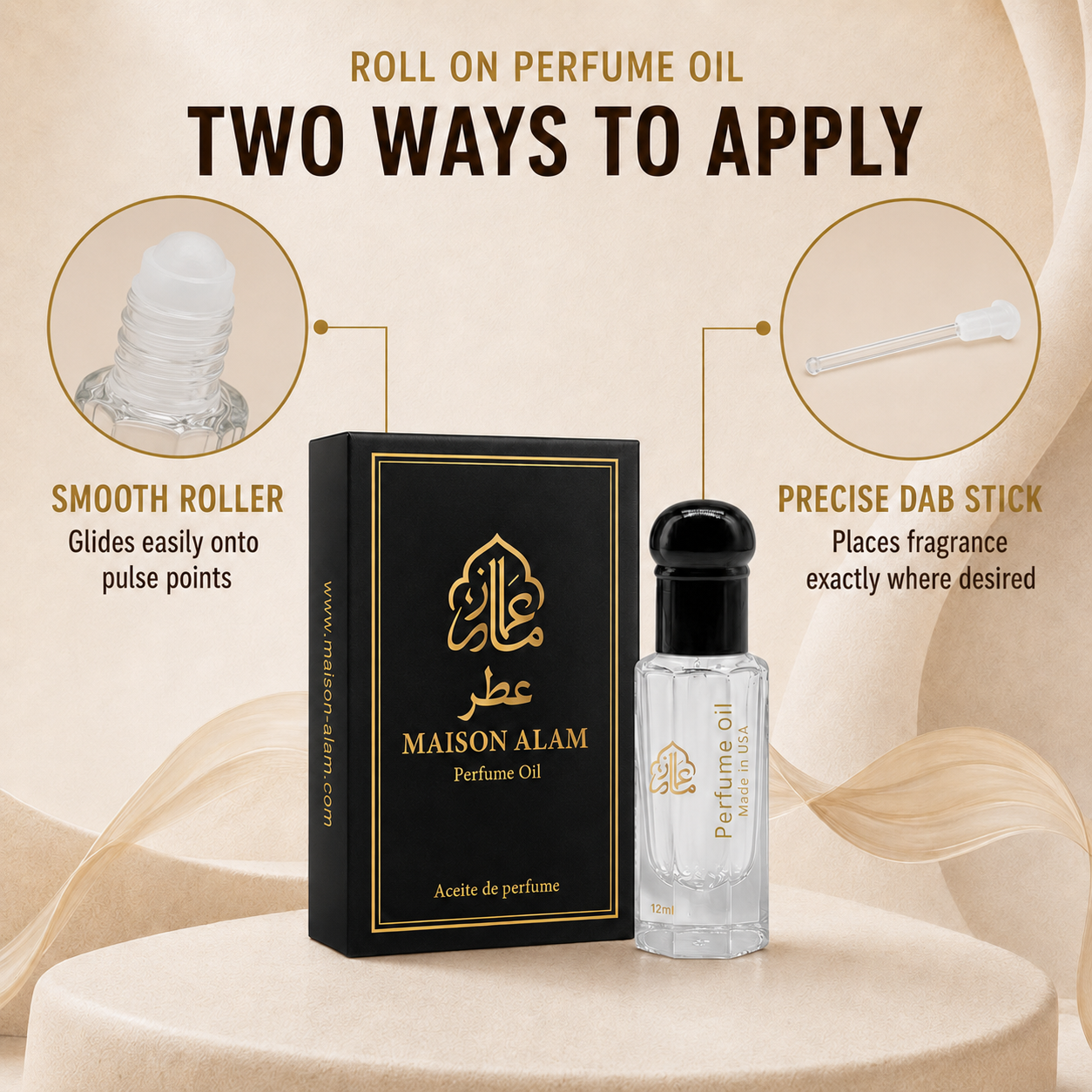 Maison Alam Choco Musk Roll On Perfume Oil, Arabic Perfume Oil, 12ml | Alcohol-Free Perfume Oils for Women and Men with Warm Spicy, Amber, Vanilla, Chocolate, Cocoa & Soft Musk, Travel Body Oil