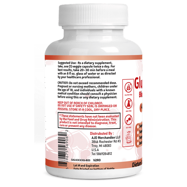 GlucoBalance Blood Sugar Support Supplement - Advanced Formula with Cinnamon, Bitter Melon & More - 60ct for Energy, Focus & Mood