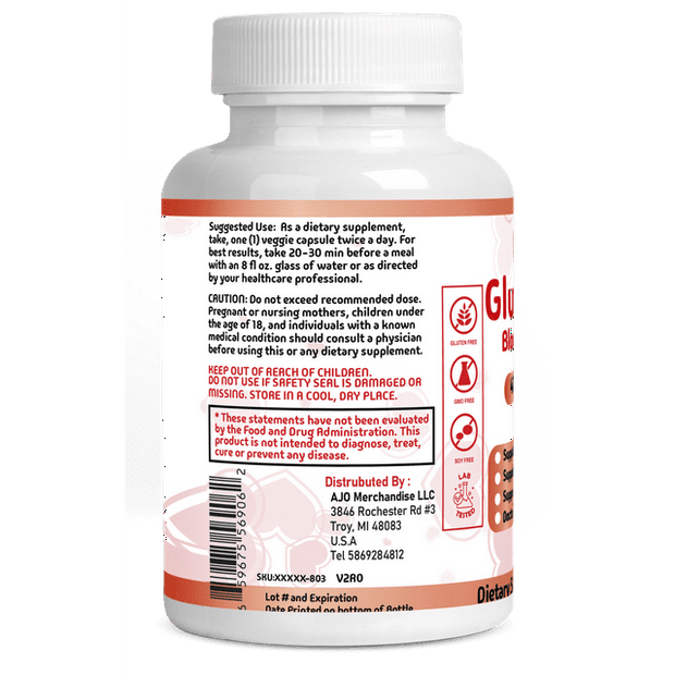 GlucoBalance Blood Sugar Support Supplement - Advanced Formula with Cinnamon, Bitter Melon & More - 60ct for Energy, Focus & Mood