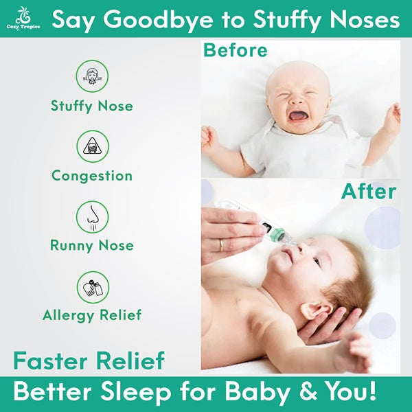 Cozy Tropics Electric Baby Nasal Aspirator, USB Rechargeable Nose Cleaner for Newborn & Toddler, 3 Adjustable Suction Levels, Soft Silicone Tips, Built-in Music & Light, Easy to Clean Baby Nose Sucker