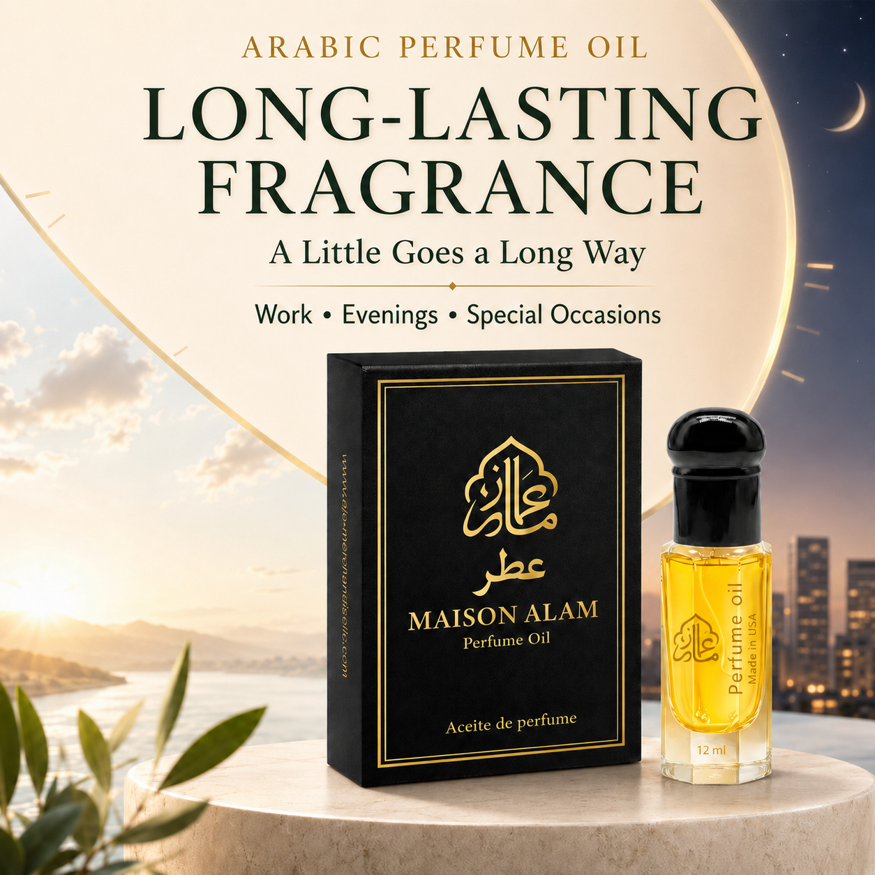 Maison Alam Jannatul Firdaus Attar Oil, Arabic Perfume Oil for Men & Women | Alcohol Free, Long Lasting 12ml Roll On Perfume Oil with Fresh Green Floral, Jasmine, Rose & Woody Notes, Eau De Perfume Oil