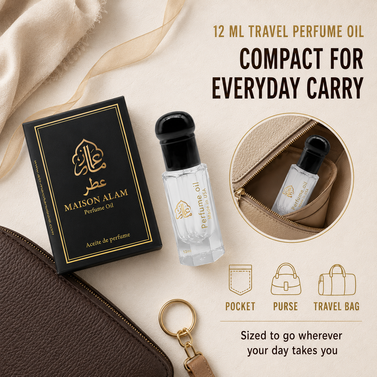 Maison Alam Choco Musk Roll On Perfume Oil, Arabic Perfume Oil, 12ml | Alcohol-Free Perfume Oils for Women and Men with Warm Spicy, Amber, Vanilla, Chocolate, Cocoa & Soft Musk, Travel Body Oil