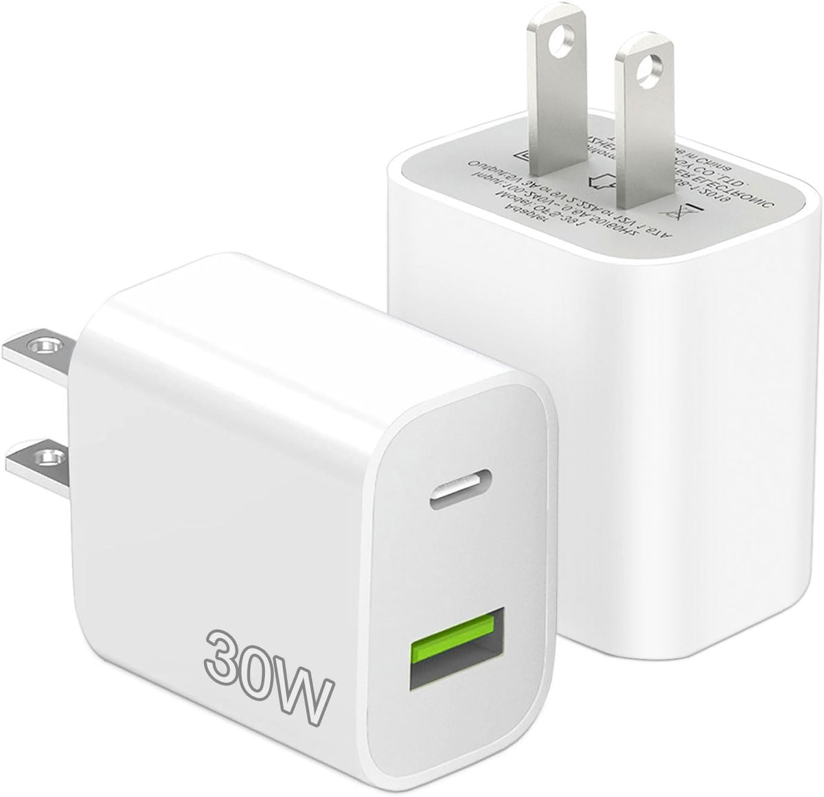 2 Pack 30W USB C Charger Block, Dual Port Type C Wall Charger Fast Charging
