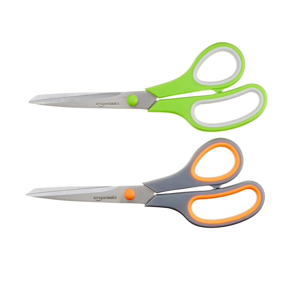 Amazon Basics Multipurpose Stainless Steel Scissors for Office, Crafts, Right/Left Handed, Comfort Grip, PVD Coated, 3-Pack, Multicolor