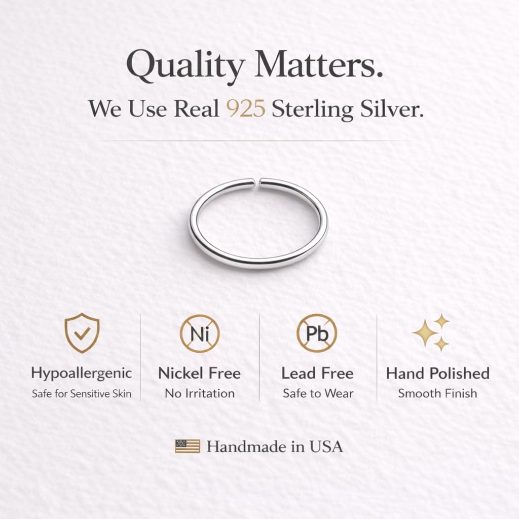 Small Thin Gold or Sterling Silver Nose Ring Hoop for Women, 20G/22G/24G