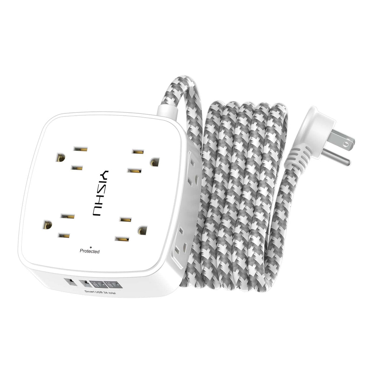 YISHU 6Ft Surge Protector Power Strip with 8 Widely Outlets & 4 USB Ports