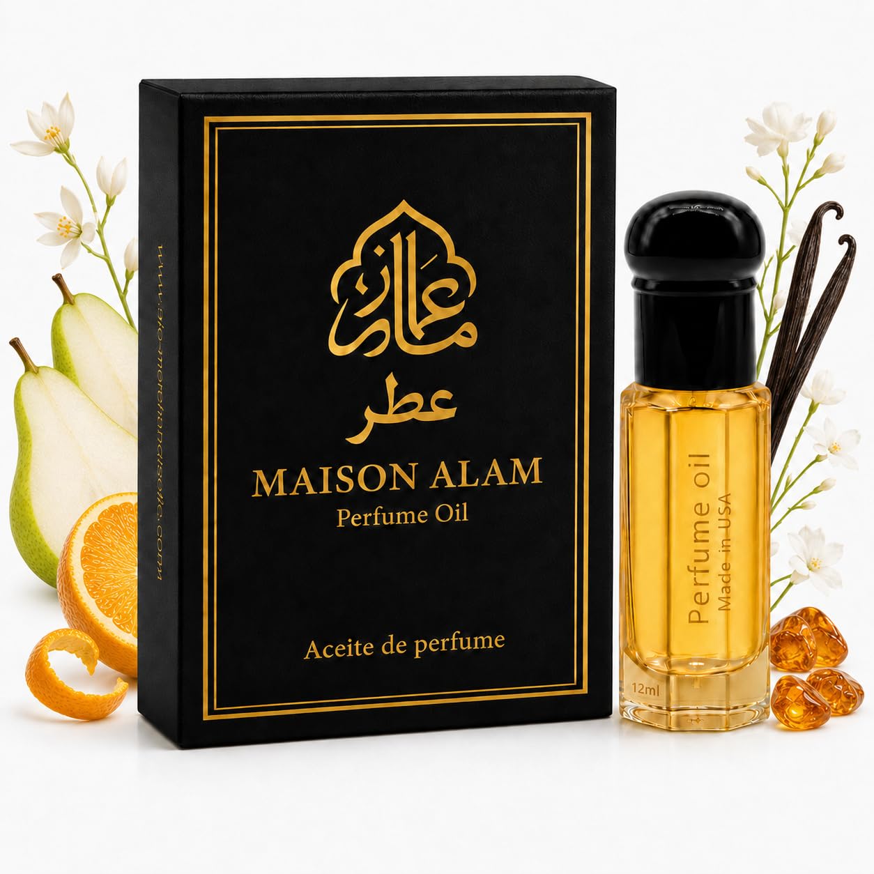 Maison Alam Modern Bloom Arabic Roll On Perfume Oil for Women, 12ml | Luxury Floral Fruity Long-Lasting Fragrance, Alcohol-Free Travel Size Body Oil with Pear, Citrus, Jasmine, Vanilla Amber Musk