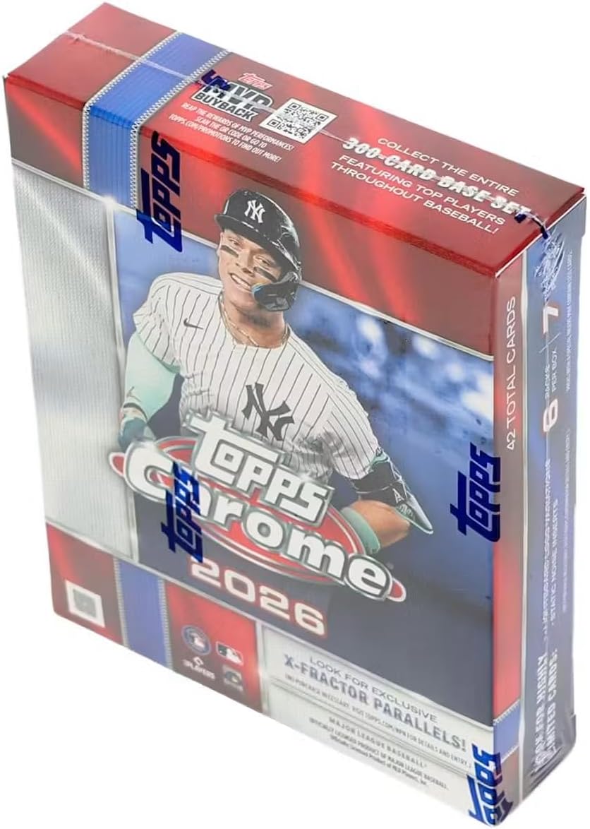 2026 Topps Chrome Baseball Mega Trading Card Box (Look for X-Fractor Parallels and Lightboard Logo Variation Cards)