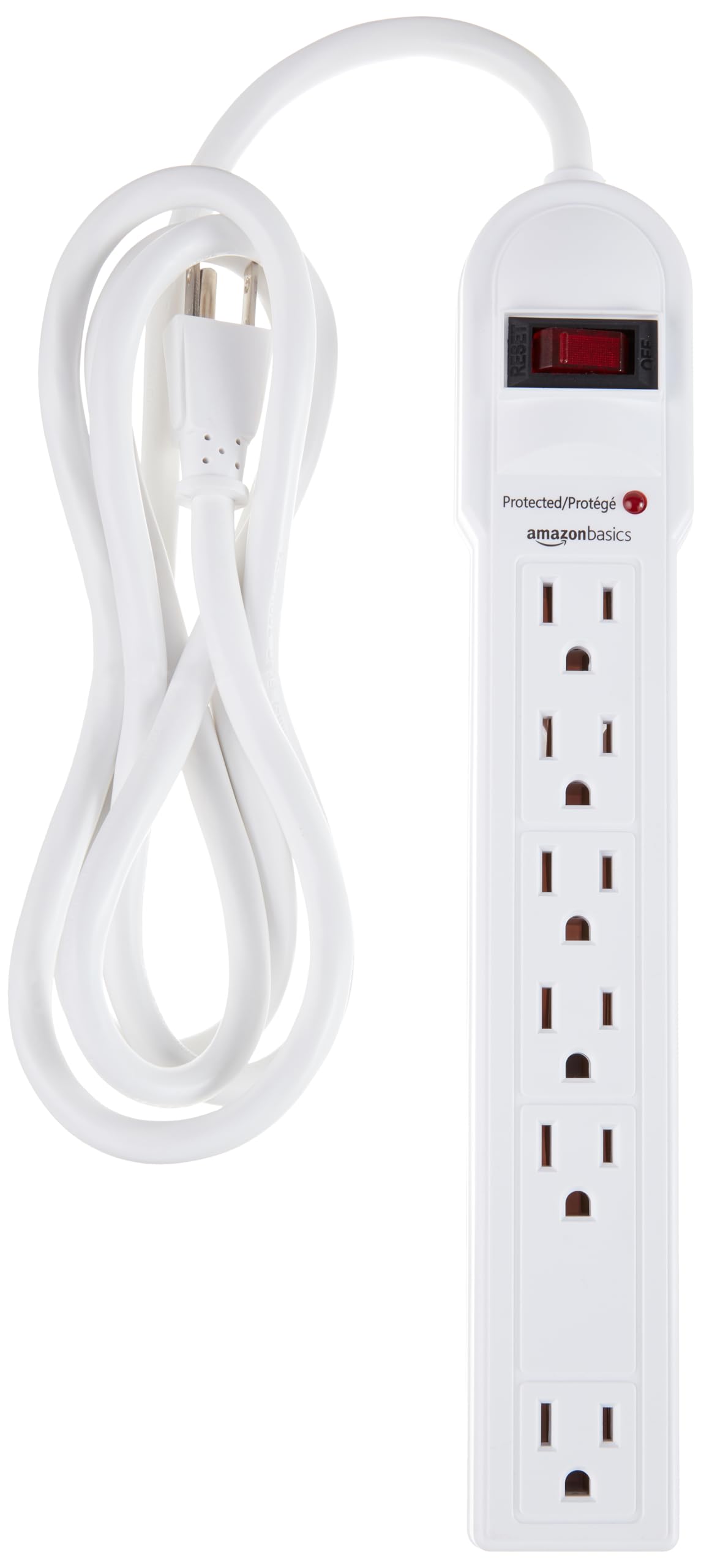 Amazon Basics Surge Protector Power Strip, 6-Outlet, 790 Joules, Circuit Breaker, LED Indicator Light, 6ft Extension Cord, Black