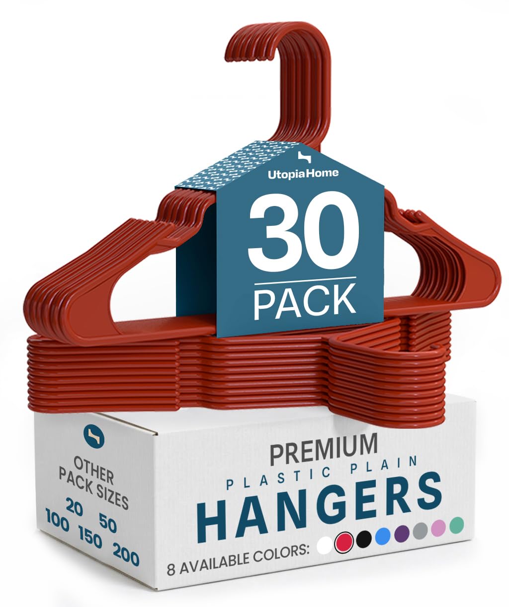Utopia Home Plastic Hangers 50 Pack – Space Saving Clothes Hanger Grey