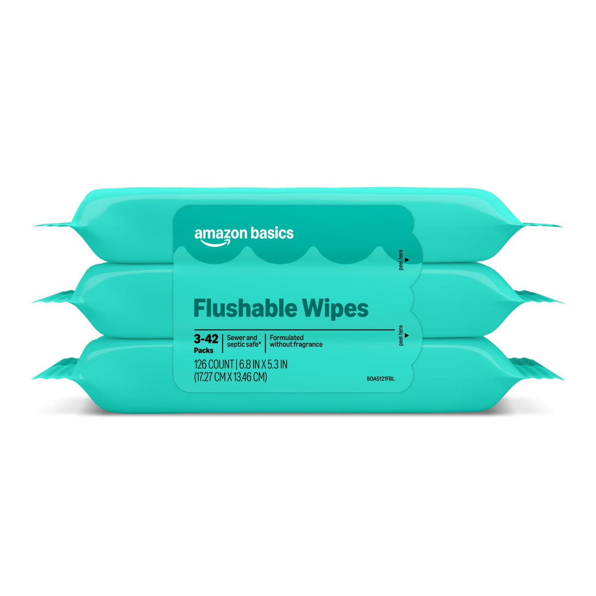 Amazon Basics Flushable Adult Toilet Wipes, Fragrance Free, 42 Count (Pack of 8) (Total 336 wipes) (Previously Solimo), Packaging May Vary