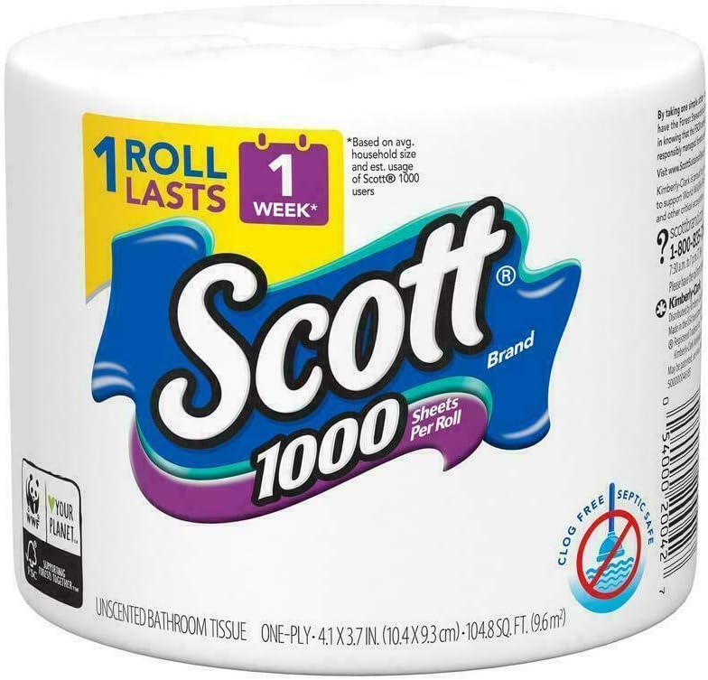 Scott Toilet Paper 1 roll 1000 sheet 104.8 ft.