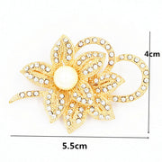 Fashion Crystal Pearl Bow Ladies Brooch Apparel