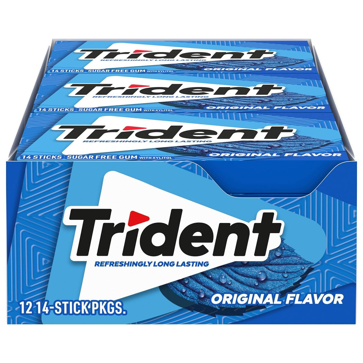 Trident Original Sugar Free Gum, 12 Packs of 14 Pieces (168 Total Pieces)