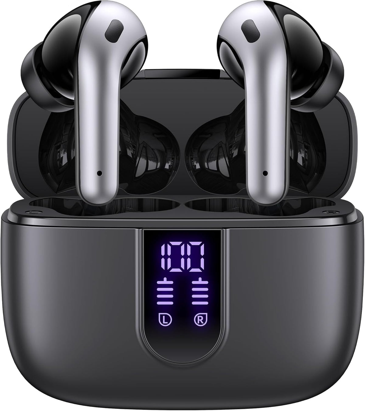 TAGRY Bluetooth Headphones True Wireless Earbuds 60H Playback LED Power Display Earphones with Wireless Charging Case IPX5 Waterproof in-Ear Ear buds with Mic for TV Smart Phone Laptop Computer Sports