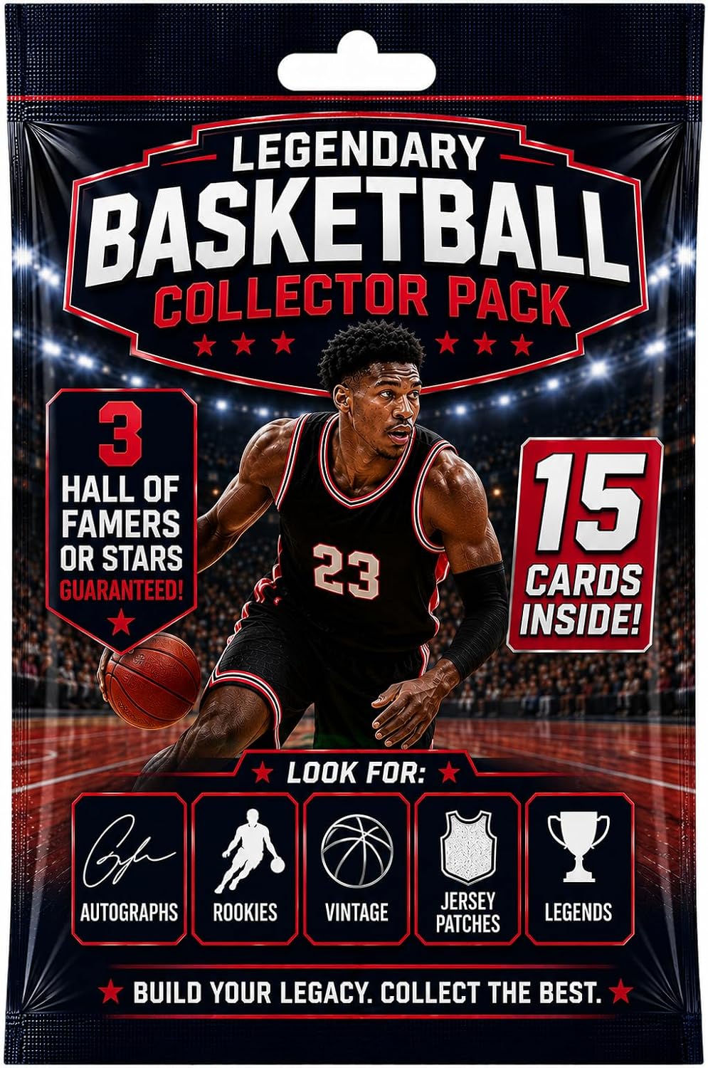 Basketball Card Legends Pack – 15 Cards Inside | 3 Guaranteed Hall of Famers or Stars | Look for Rookies, Patches, and Autographs for Collectors