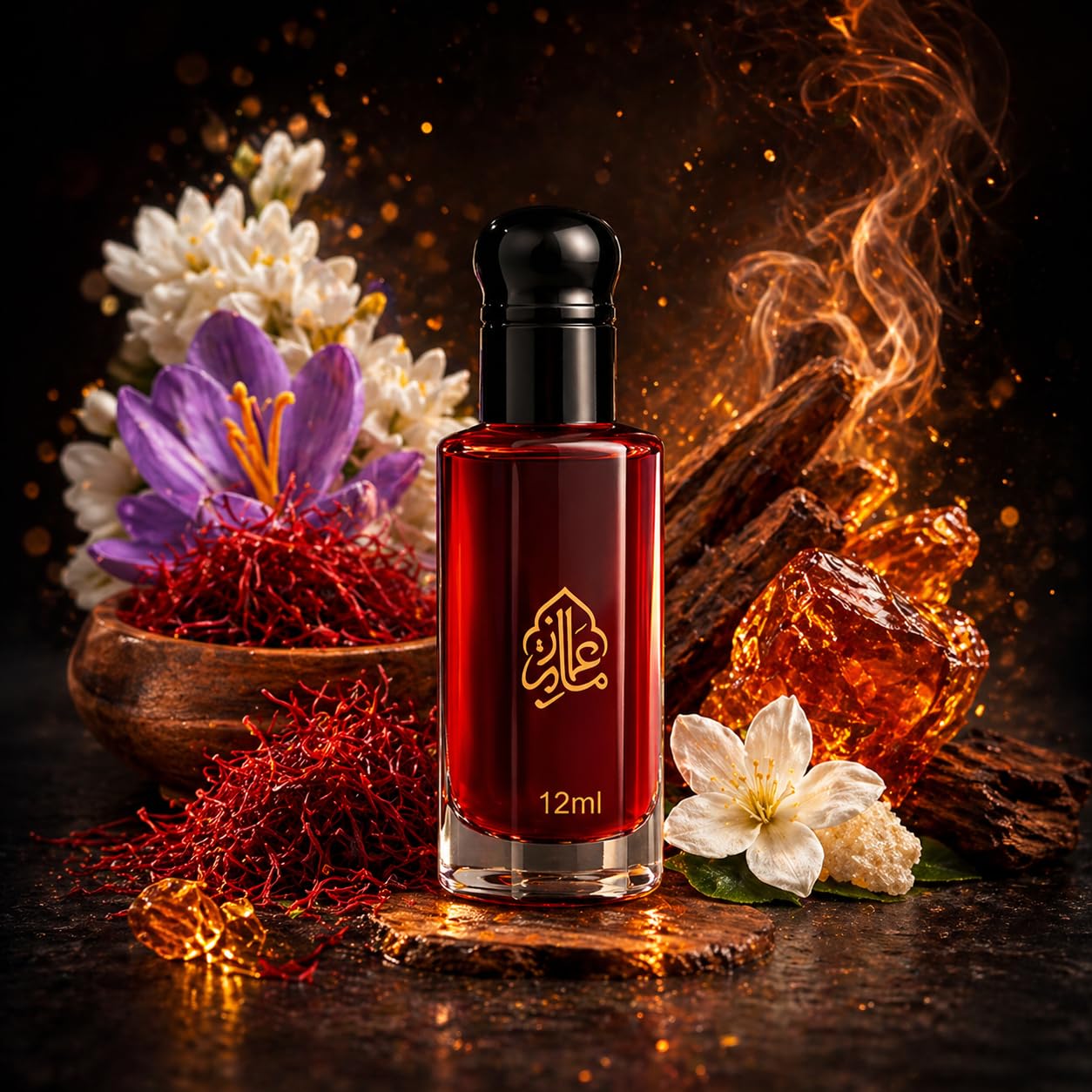 Maison Alam Intense Amber Roll On Perfume Oil for Men & Women 12ml(0.40 oz) | Alcohol-Free Travel Body Oil, Long Lasting Fragrance Inspired by Baccarat Rouge 540, Saffron Jasmine Amber Woody Notes