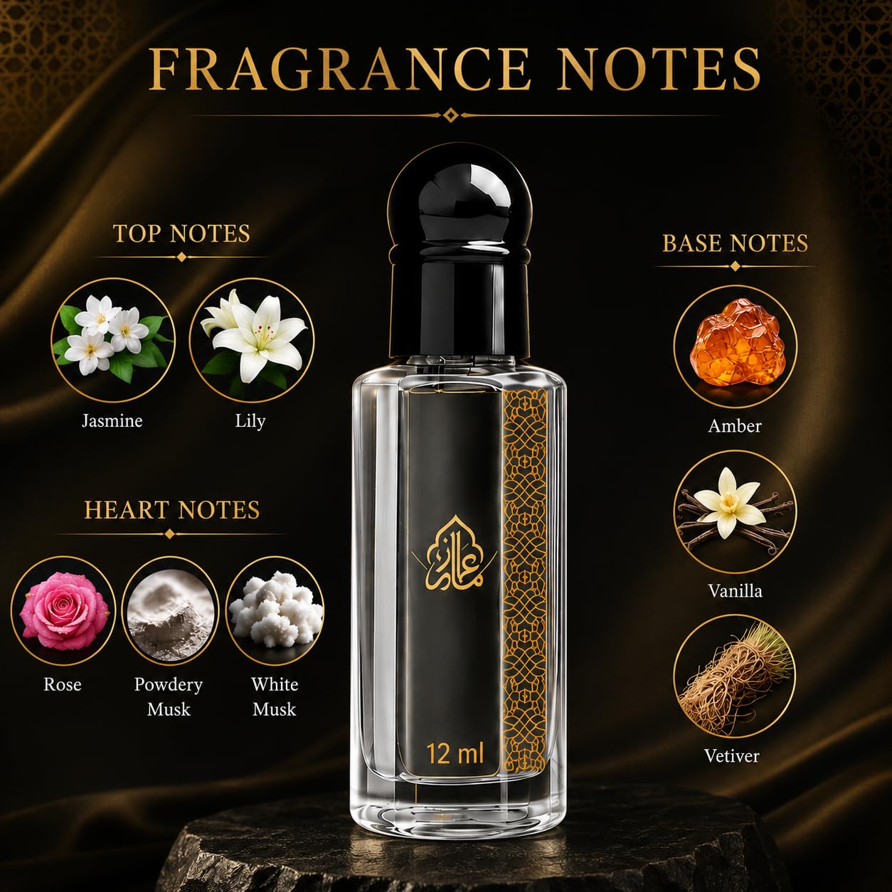 Maison Alam White Musk Attar Oil, Arabic Perfume Oil for Men and Women 12ml | Alcohol Free Long Lasting Roll On Perfume Oil with Vanilla Musk, Jasmine, Amber & Vetiver, Dubai Sourced Eau De Perfume Oil