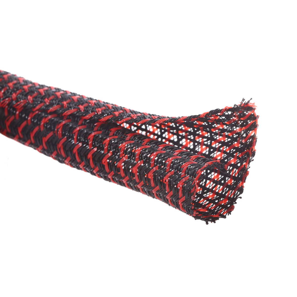 Alex Tech 25ft - 1/4 inch Cord Protector Wire Loom Tubing Cable Sleeve Split Sleeving for USB Cable Power Cord Audio Video Cable – Protect Cat from Chewing Cords - BlackRed