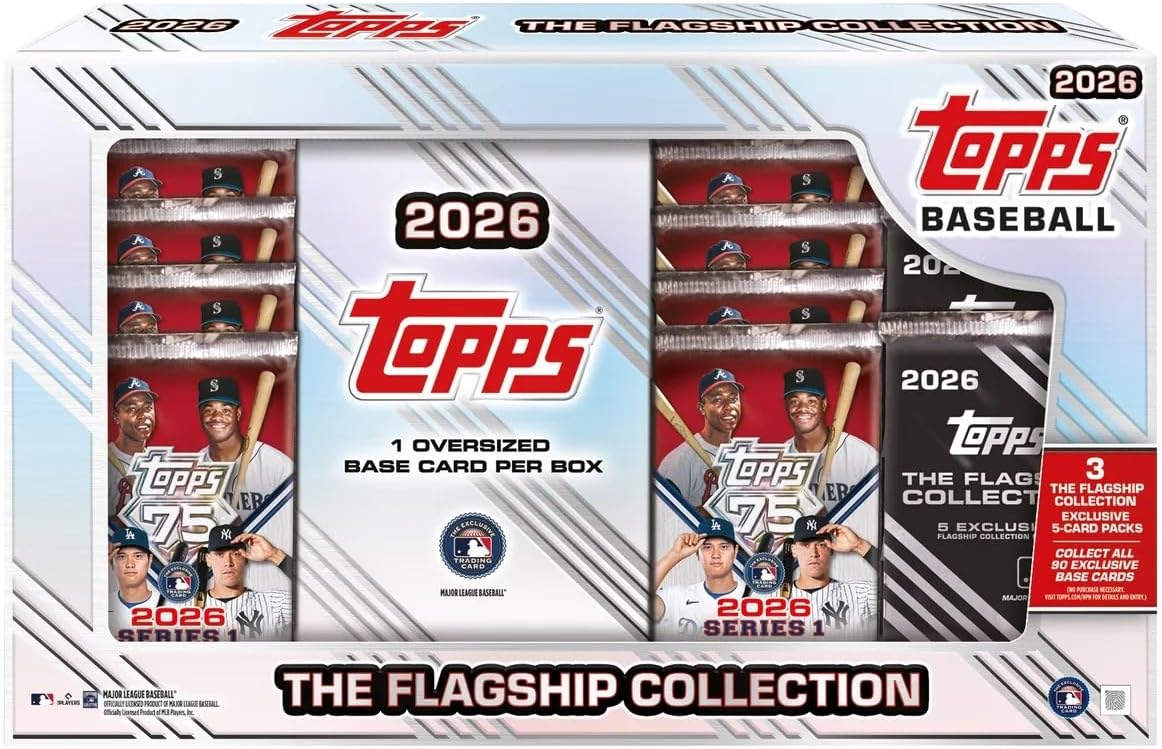 2026 Topps Baseball Series 1 Collection Box – 1 Oversized Base Card per Box + 3 Exclusive 5-Card Flagship Collection Packs