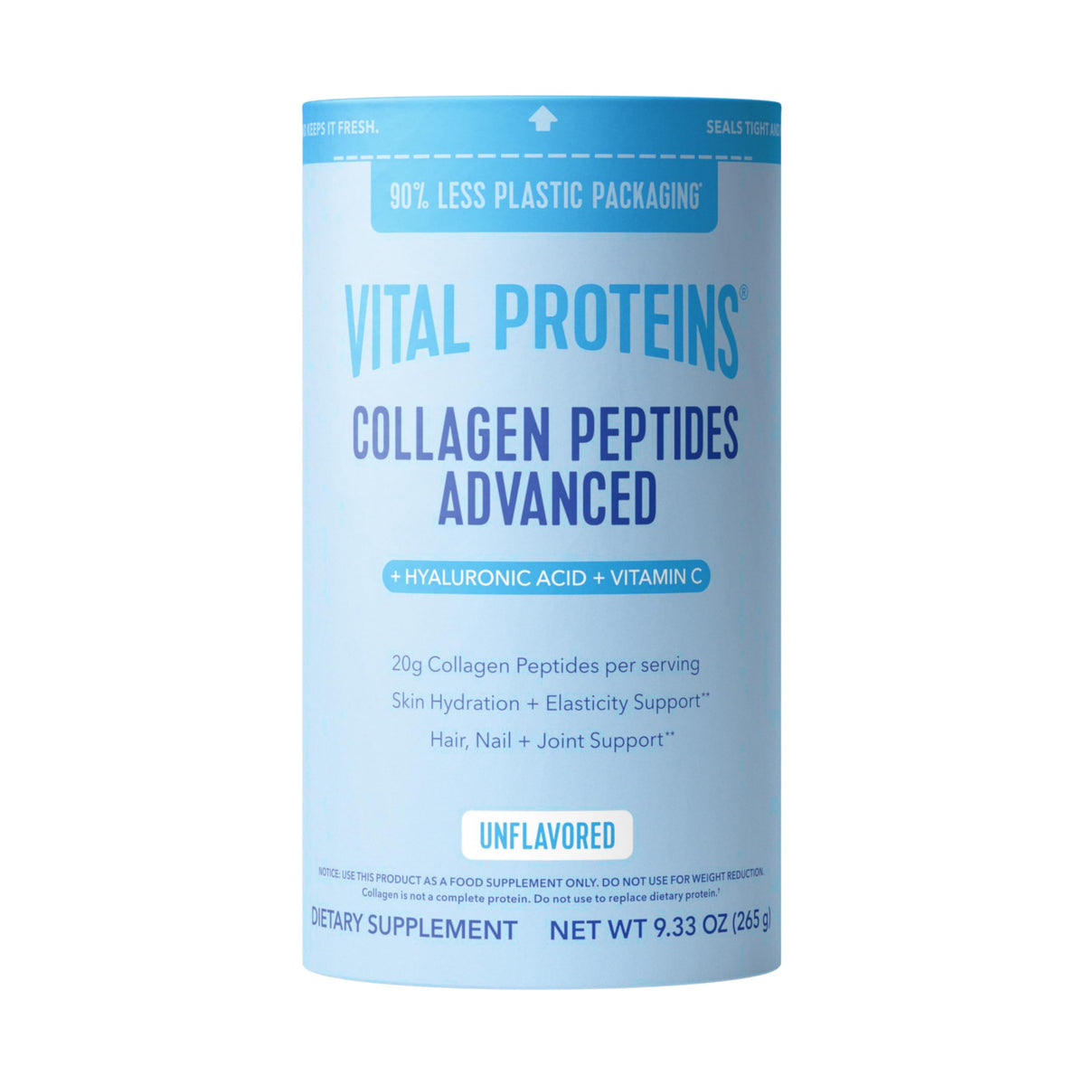 Vital Proteins Collagen Peptides Powder Advanced with Hyaluronic Acid & Vitamin C, Collagen Supplements, Unflavored, 12 Servings (Pack of 3)
