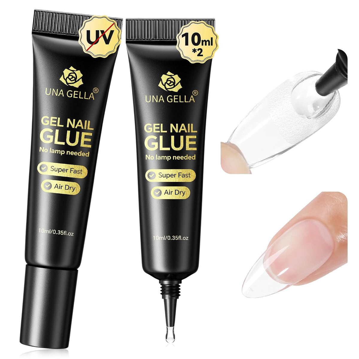 UNA GELLA Super Strong Nail Glue 2Pcs*10ml Semi Solid