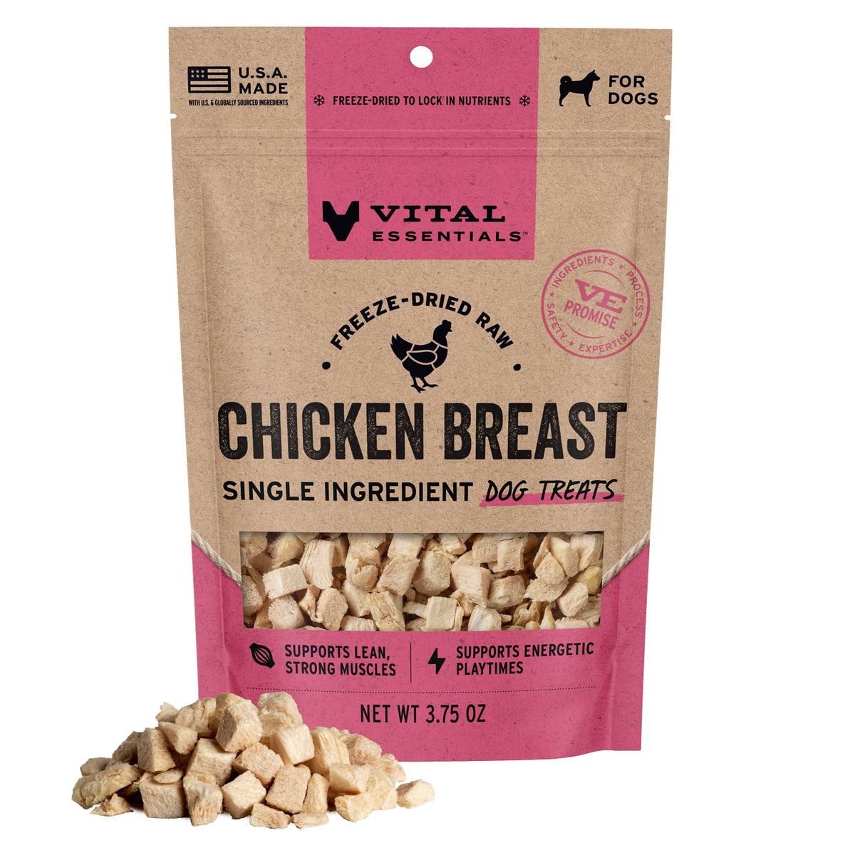 Vital Essentials Freeze Dried Dog Treats, Beef Liver, 2.1 oz Bag