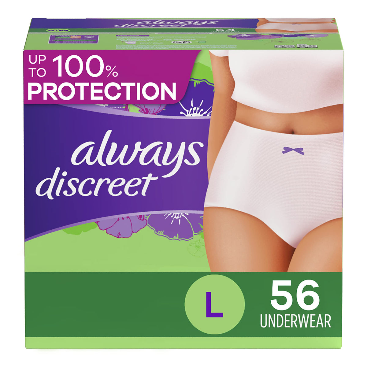 Always Discreet Adult Incontinence & Postpartum Underwear For Women, Size Xxl, Maximum Absorbency, Disposable, 22 x 2 Packs (44 Count total) (Packaging May Vary)