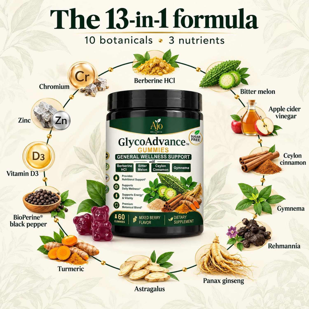 GlycoAdvance 13-in-1 Sugar-Free Berberine Gummies for Adults, 60 Count - product image 2