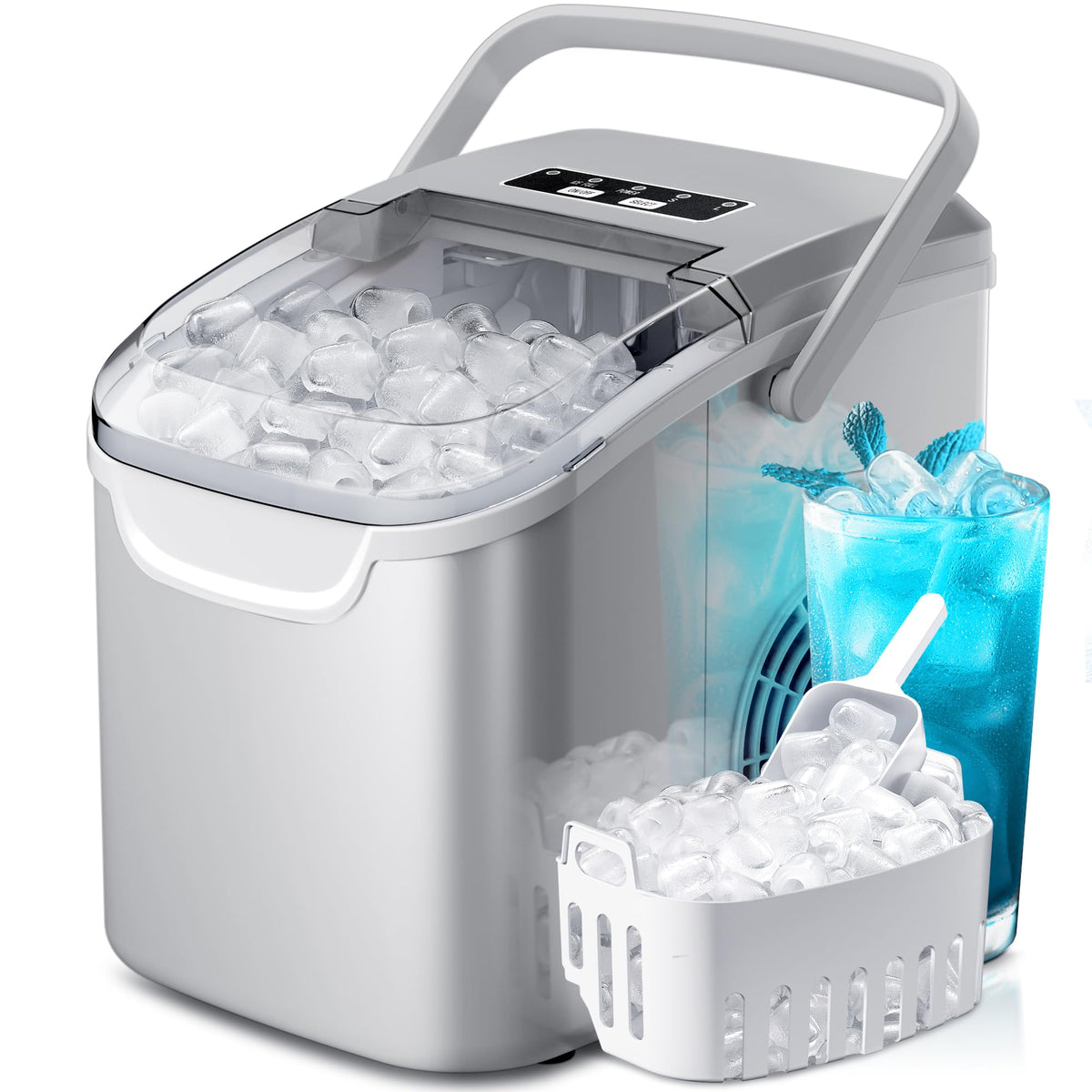 Crzoe Countertop Ice Maker,26Lbs/24H, 2 Ice Sizes, Self-Cleaning, Black