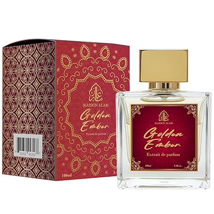 Maison Alam Golden Ember Extrait de Parfum for Men and Women, Unisex Long Lasting Fragrance with Saffron, Jasmine, Amberwood & Woody Notes, 3.4 oz (100 ml)