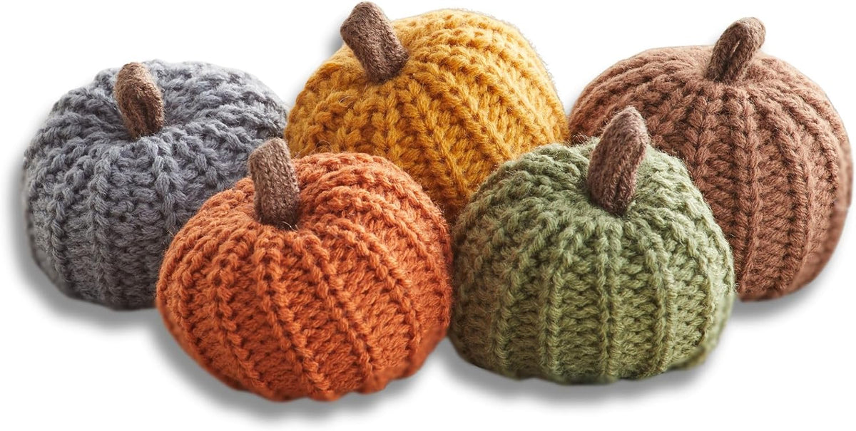 Your Heart's Content Mini Knit Pumpkins Set of 5 (Mini Earth Tone Set)