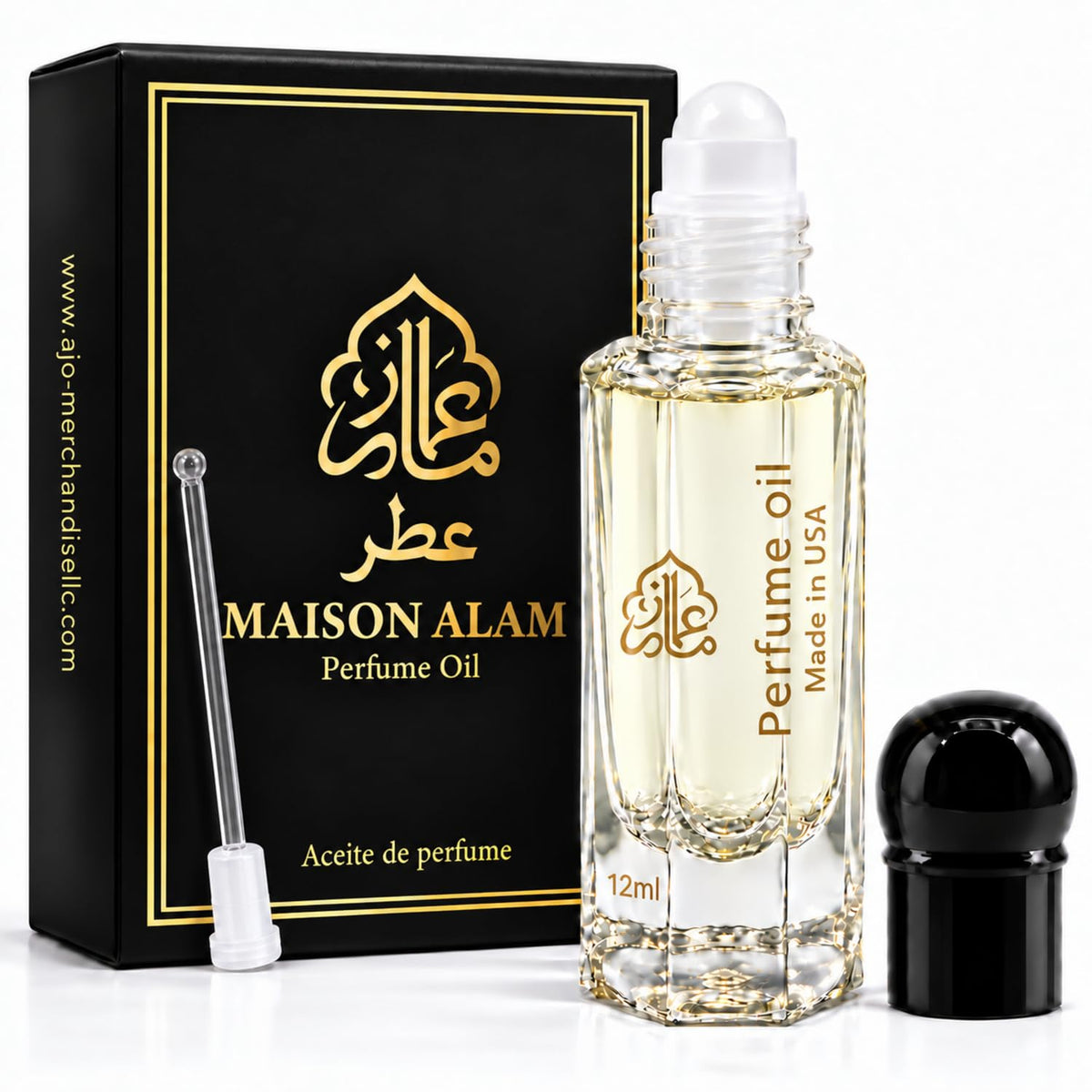 Maison Alam Black Crown Roll On Cologne for Men, Pineapple & Woody Scent, Long-Lasting, Alcohol-Free Men Body Oil with a Strong Scent, Travel-Friendly 12ml Roller with Vetiver, Sandalwood, Amber Musk