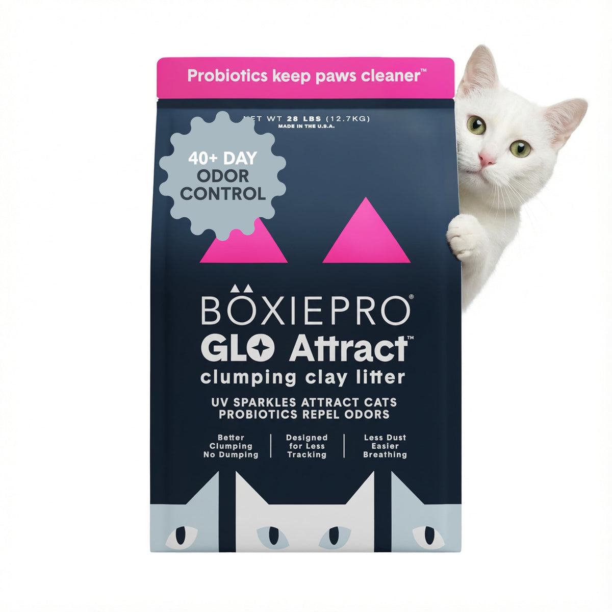 Boxie Probiotic Clumping Cat Litter 40+ Day Odor Control Dust Free 40 lb