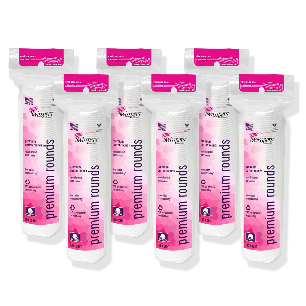 Swisspers Premium Exfoliating Cotton Rounds, Dual-Sided (Pack of 1)