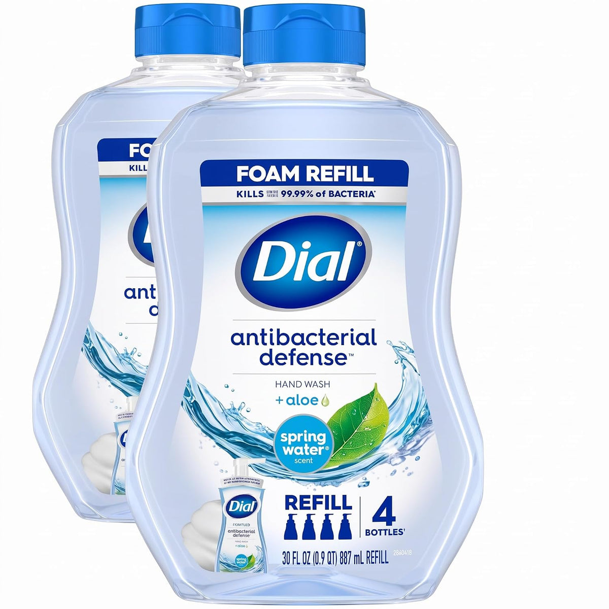 Dial Antibacterial Foaming Hand Wash Refill, Spring Water, 30 Ounce (Pack of 2)