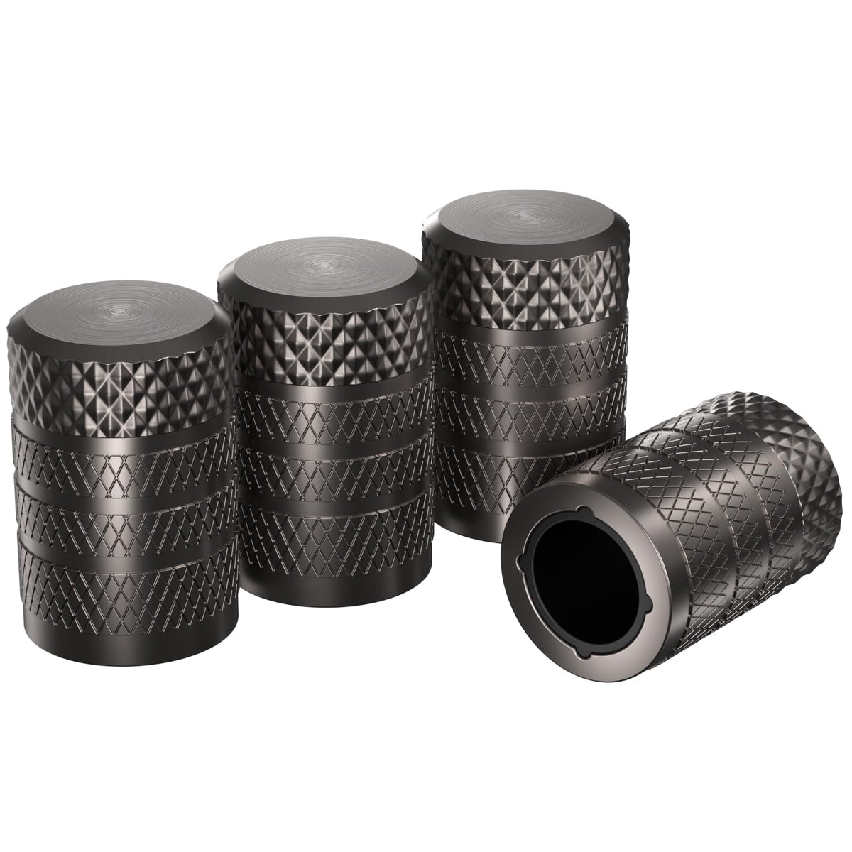 CKAuto Tire Valve Stem Caps, Aluminum Black, 4 pcs/Pack