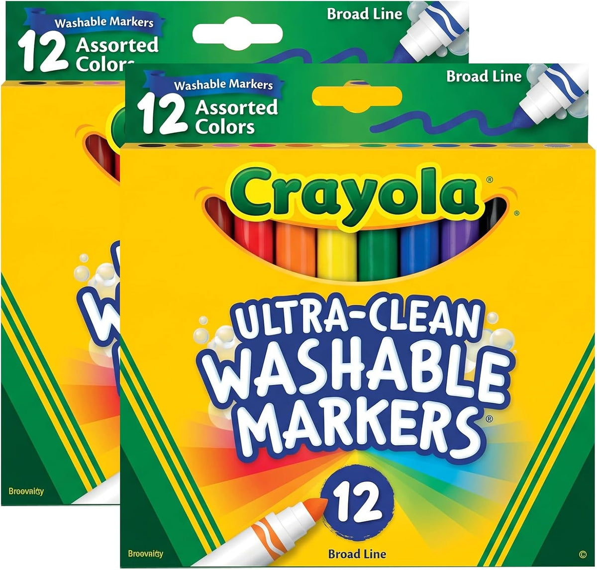 Crayola Broad Line Markers (12 Count), Washable Markers for Kids, Assorted Colors, Arts & Crafts Supplies, For Coloring Books & Art Projects, Ages 3+