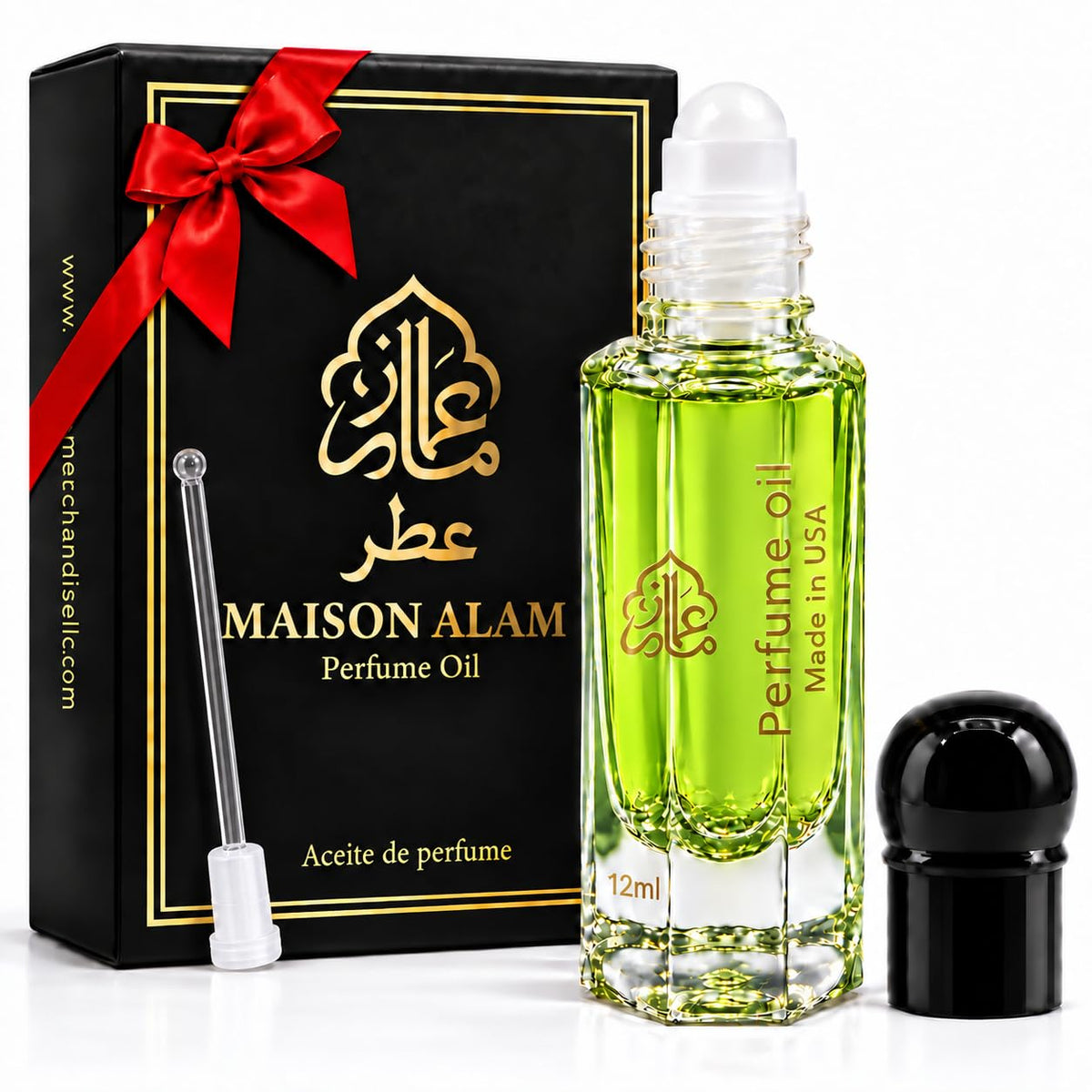 Maison Alam Oud Majestic Roll On Perfume Oil, Fresh Citrus & Woody Scent, Long-Lasting, Alcohol-Free Honey Oud Oil with Strong Scent, 12ml Body Oil for Men & Women, Lemon, Bergamot, Sandalwood & Musk