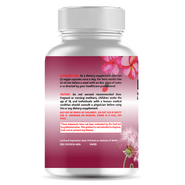 D Mannose with Dandelion Root & Cranberry Powder - Liver, Kidney & Urinary Tract Health, 60ct for Women