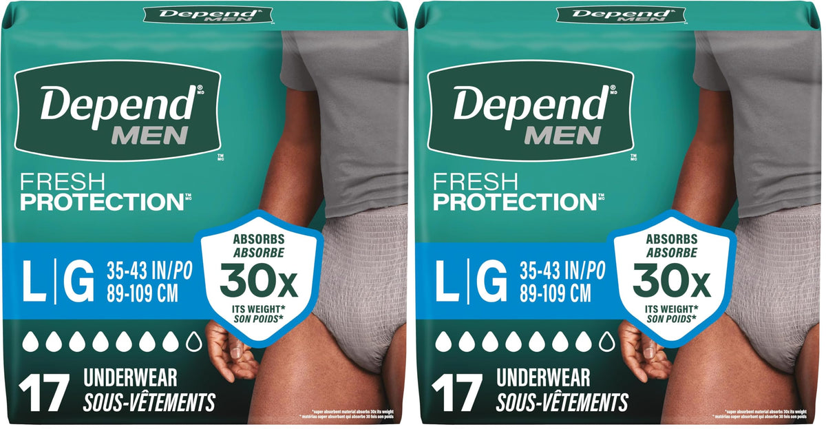 Depend Fresh Protection Adult Diapers for Men, Large, 72 Count