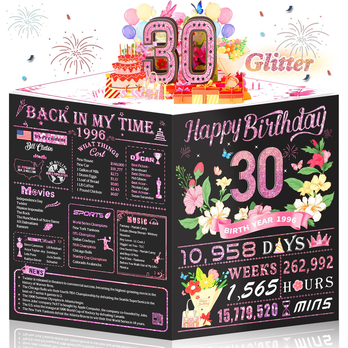 Sweet 16th Birthday Card for Girls Daughter,3D Pop Up Sweet 16th Birthday Cards for Granddaughter Sister,16th Birthday Decorations for 16 Year Old Girl Daughter Funny Birthday Gifts,Rose Glod In 2010